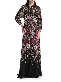 Floral Chiffon Maxi Shirtdress