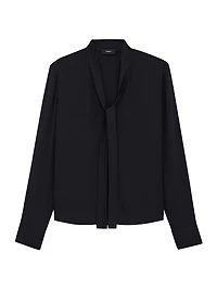 Silk Tie-Neck Blouse