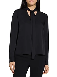 Silk Tie-Neck Blouse