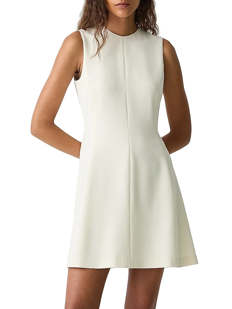 Crêpe Sleeveless Flare Minidress