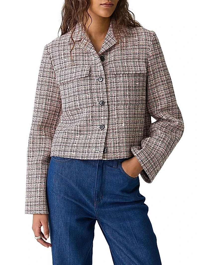 Check Crop Patch Pocket Jacket