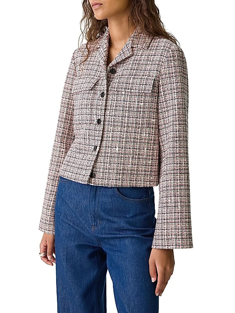Check Crop Patch Pocket Jacket