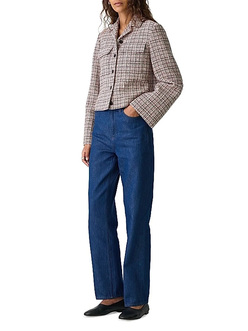 Check Crop Patch Pocket Jacket