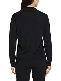 Easy Wool Long-Sleeve Polo Top