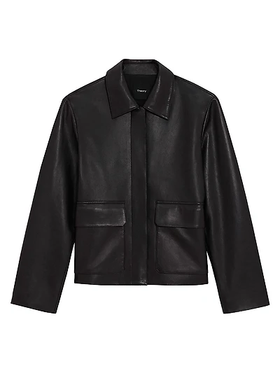 Leather Boxy Patch Jacket
