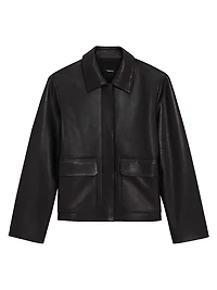 Leather Boxy Patch Jacket
