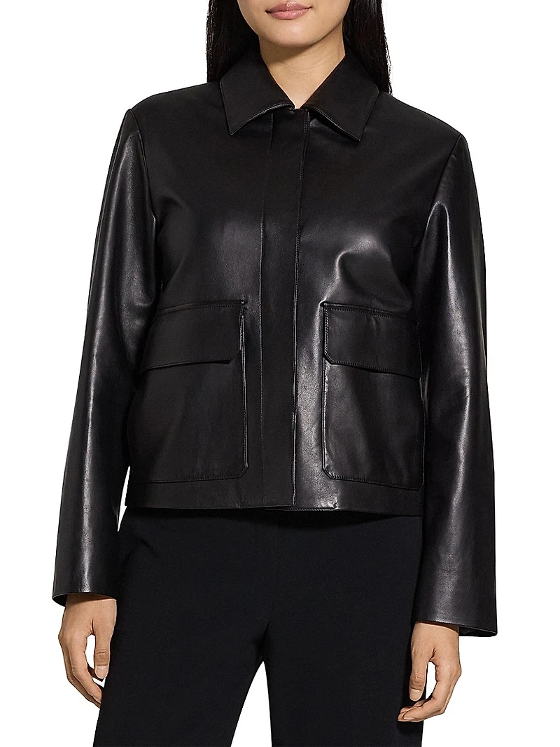 Leather Boxy Patch Jacket