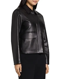 Leather Boxy Patch Jacket