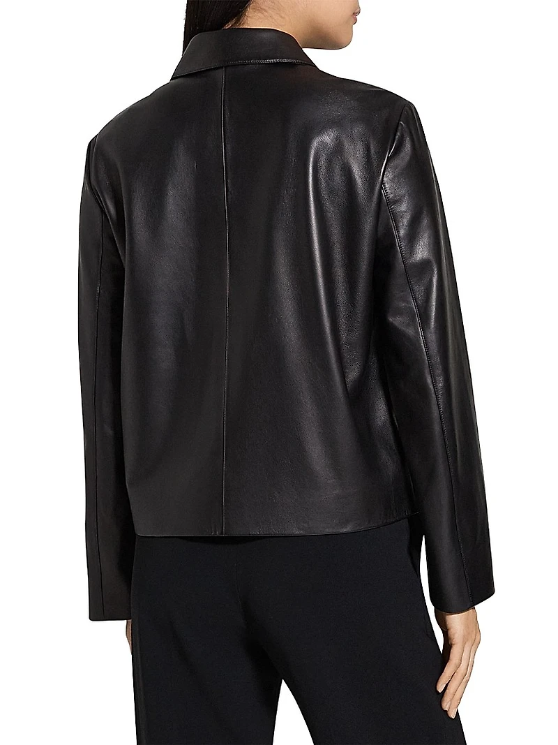 Leather Boxy Patch Jacket