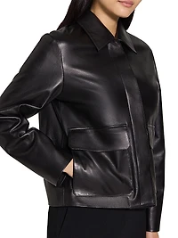 Leather Boxy Patch Jacket