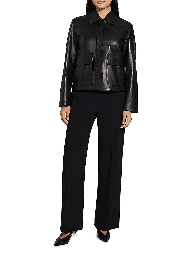 Leather Boxy Patch Jacket