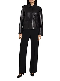 Leather Boxy Patch Jacket