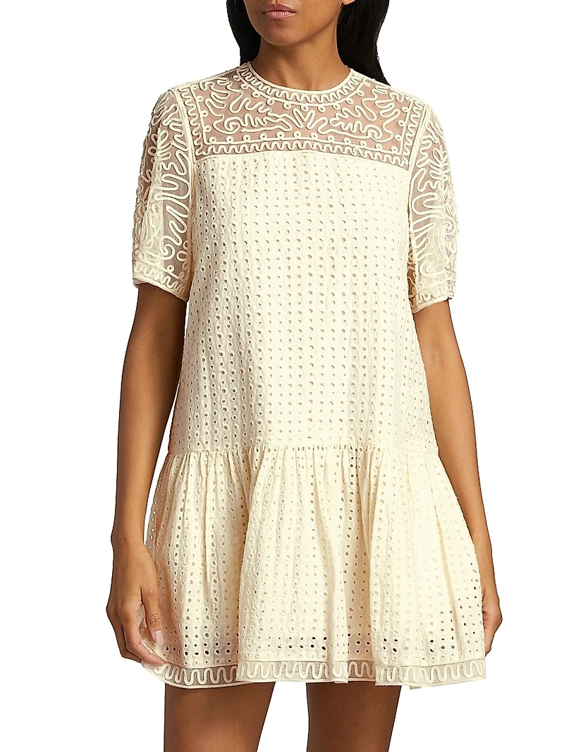 Gabi Embroidered Mini Shift Dress