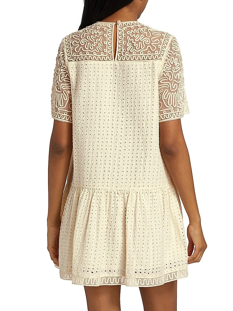 Gabi Embroidered Mini Shift Dress
