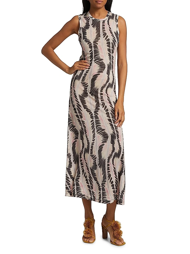 Orla Abstract Striped Tank Midi-Dress