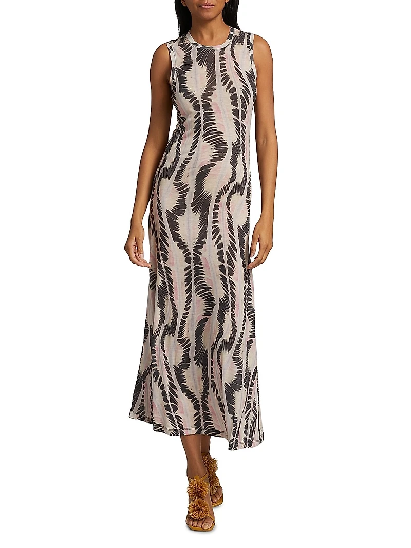 Orla Abstract Striped Tank Midi-Dress