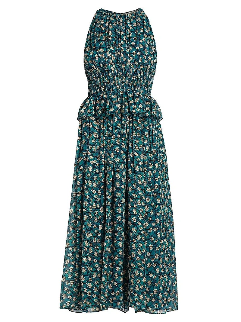 Adeline Floral Silk midi-Dress