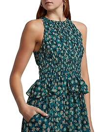 Adeline Floral Silk midi-Dress