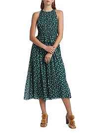 Adeline Floral Silk midi-Dress