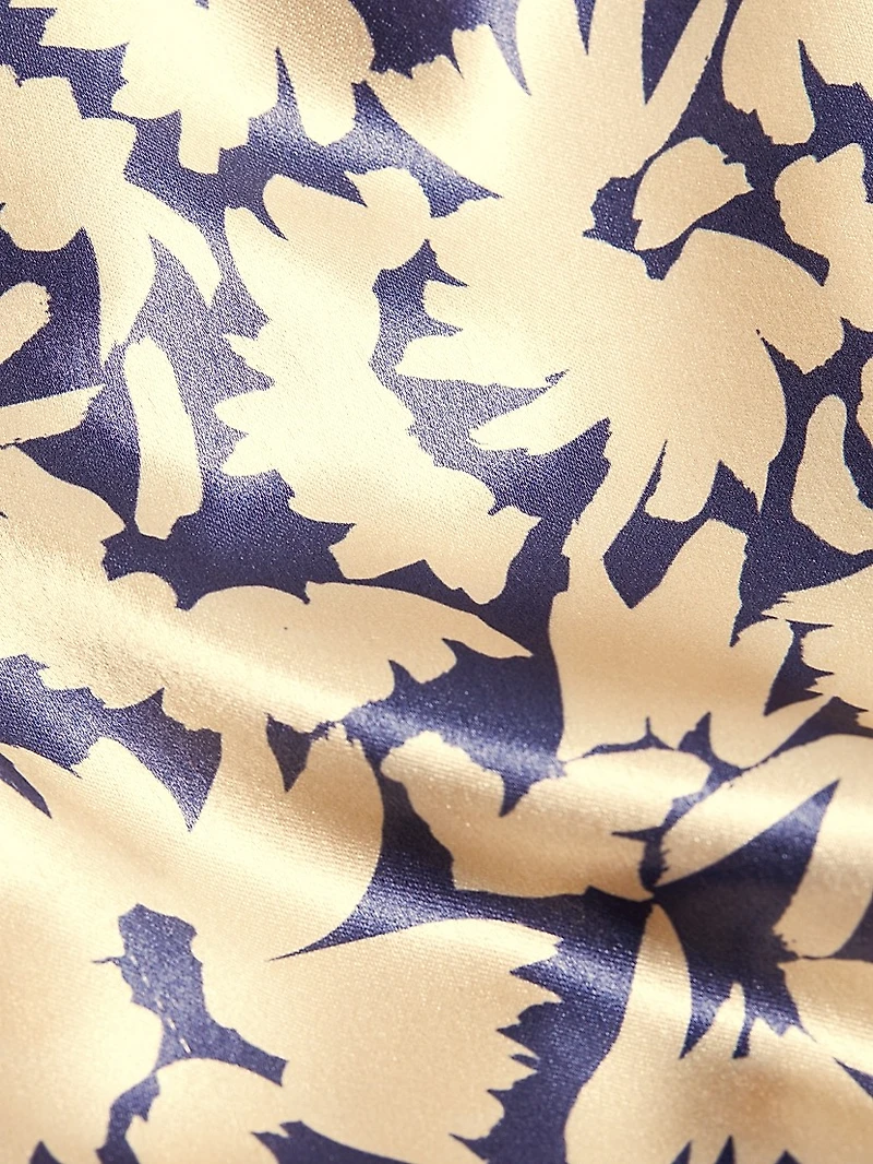 Evie Printed Satin Cross-Back Maxi Dress