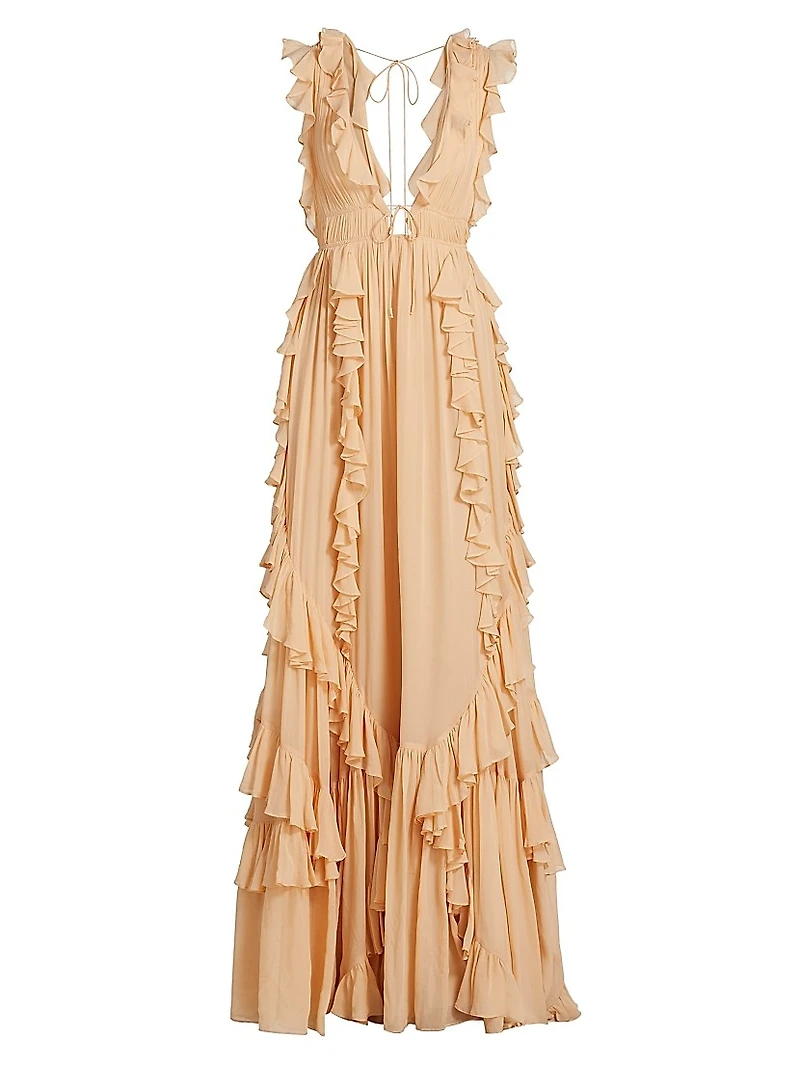 Florella Ruffled Silk Georgette Gown