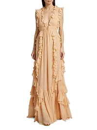 Florella Ruffled Silk Georgette Gown