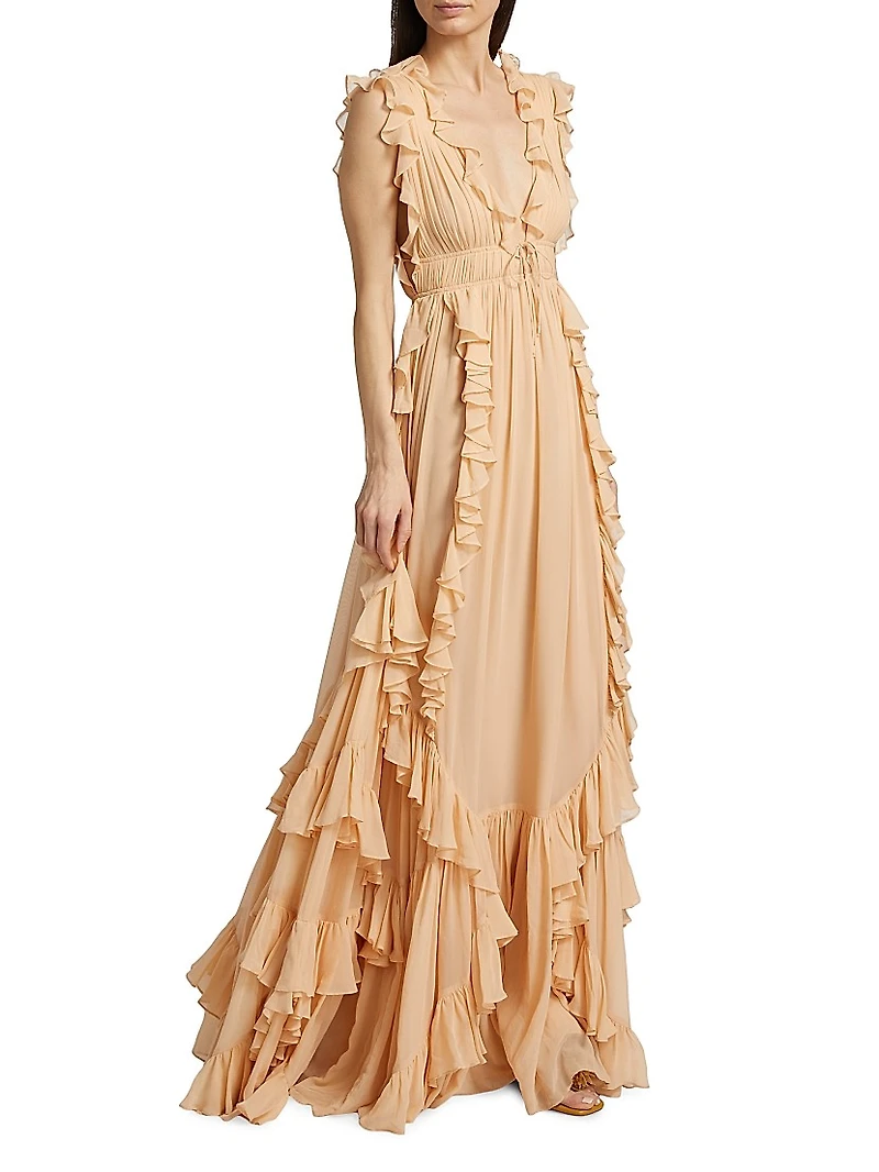 Florella Ruffled Silk Georgette Gown