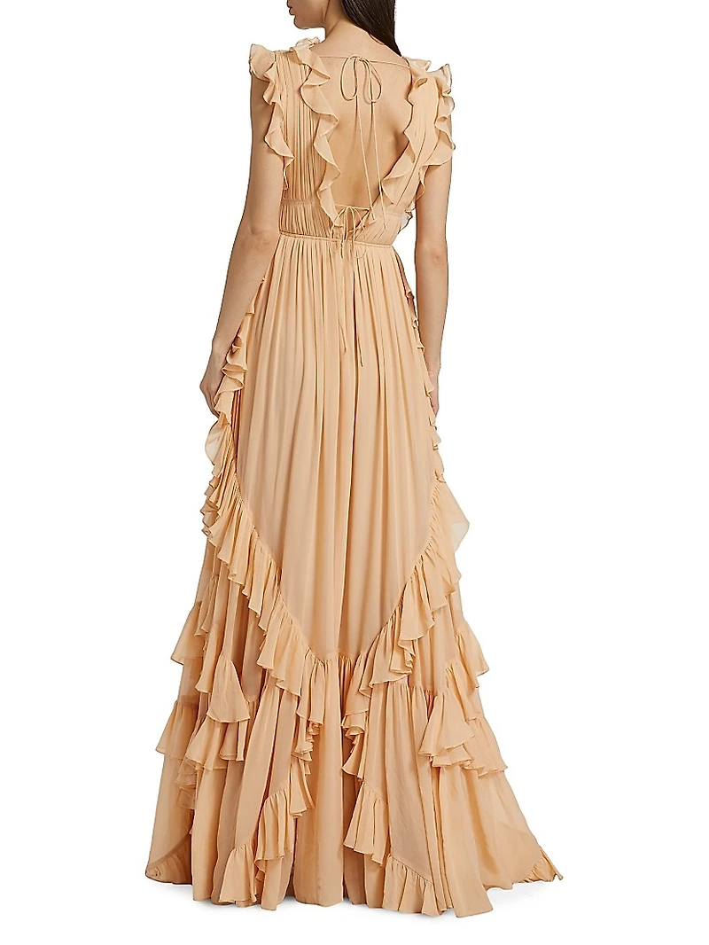 Florella Ruffled Silk Georgette Gown