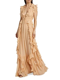 Florella Ruffled Silk Georgette Gown