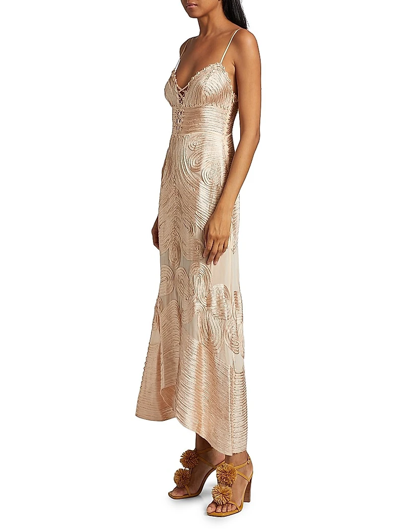 Vesna Embroidered Silk Georgette Midi-Dress