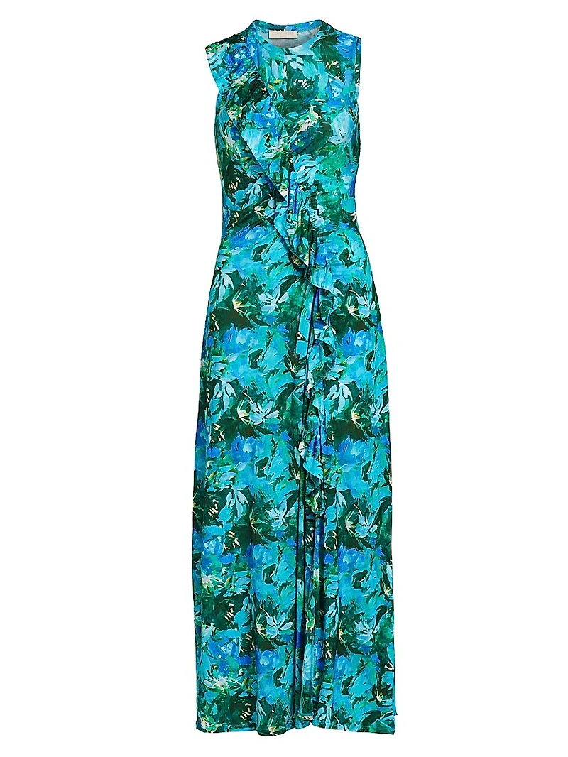 Elise Floral Ruffle Midi-Dress