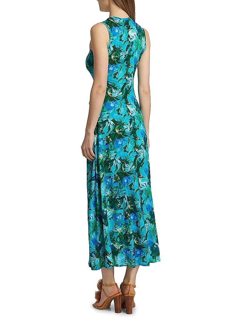 Elise Floral Ruffle Midi-Dress