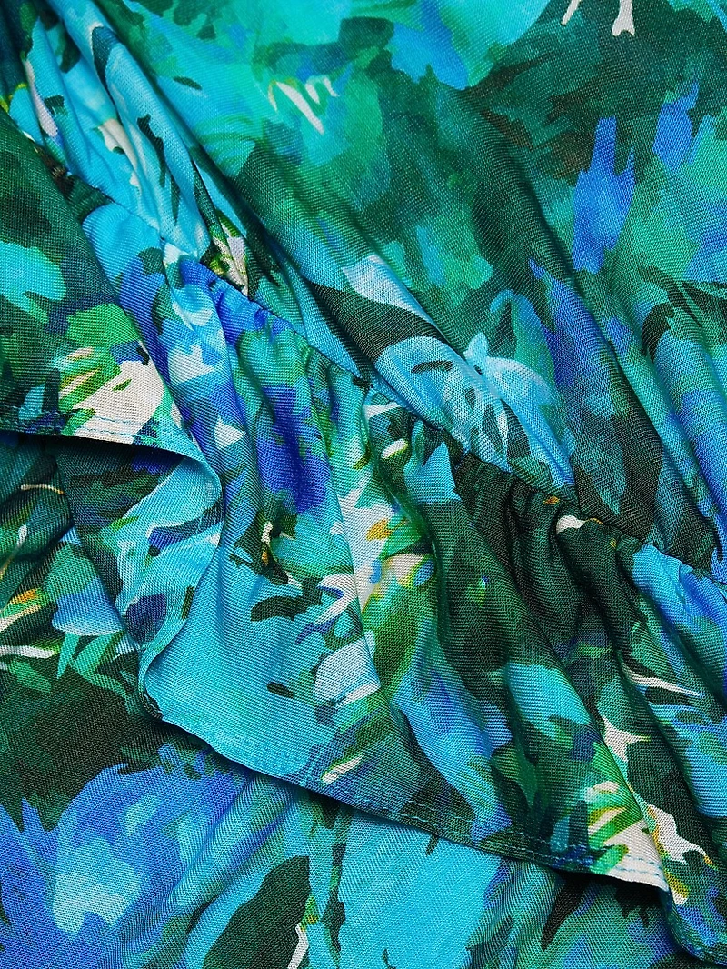 Elise Floral Ruffle Midi-Dress