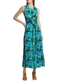 Elise Floral Ruffle Midi-Dress