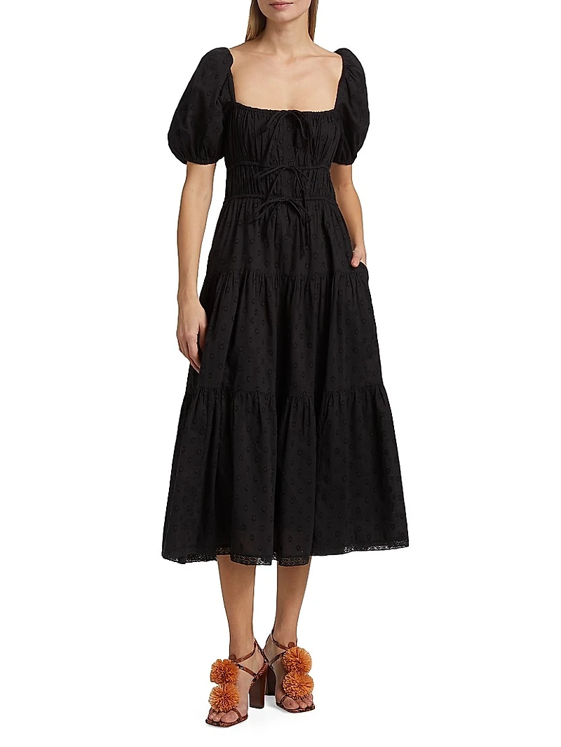 Palma Clip Dot Midi-Dress