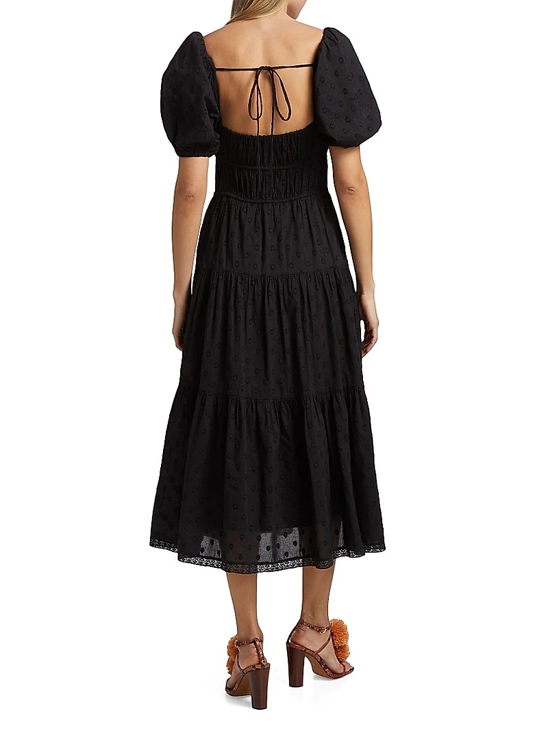 Palma Clip Dot Midi-Dress