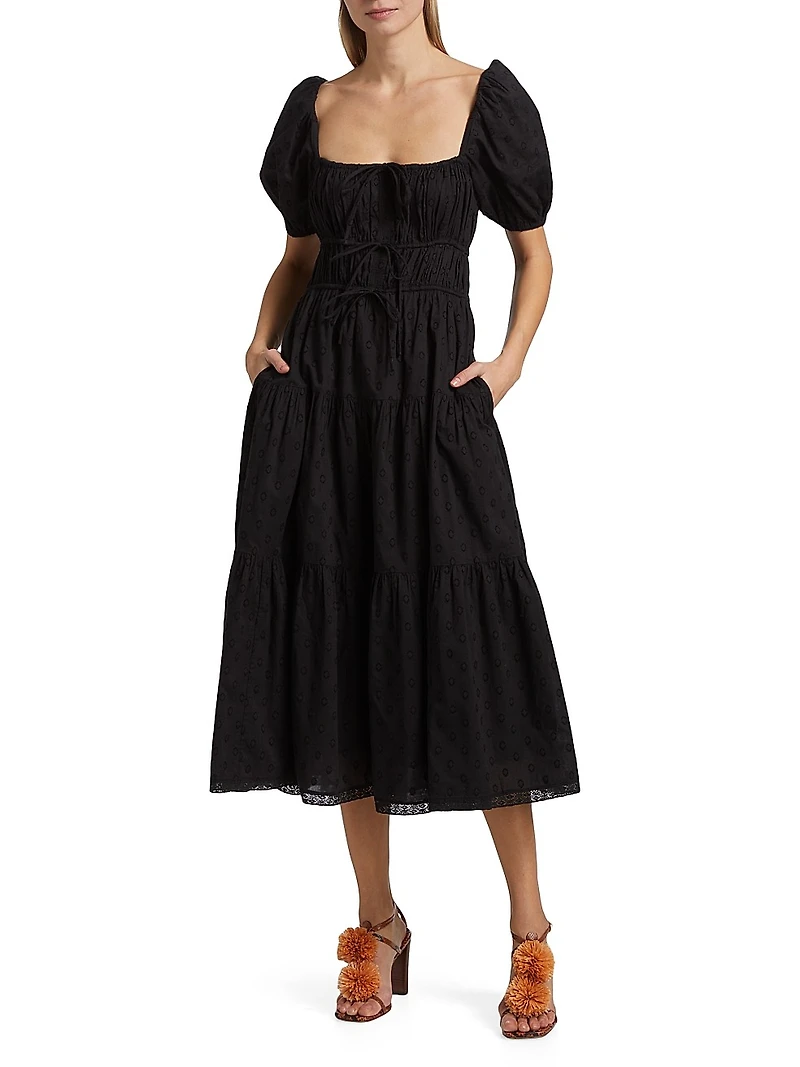 Palma Clip Dot Midi-Dress