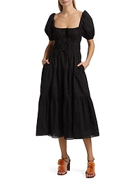 Palma Clip Dot Midi-Dress