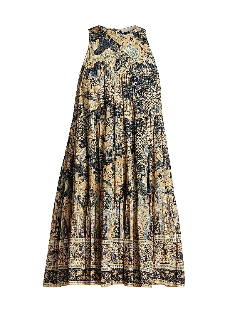 Mari Patchwork Batik Babydoll Minidress