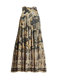 Mari Patchwork Batik Babydoll Minidress