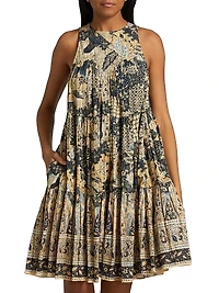 Mari Patchwork Batik Babydoll Minidress