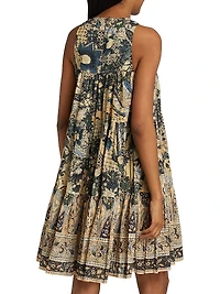 Mari Patchwork Batik Babydoll Minidress