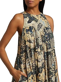 Mari Patchwork Batik Babydoll Minidress