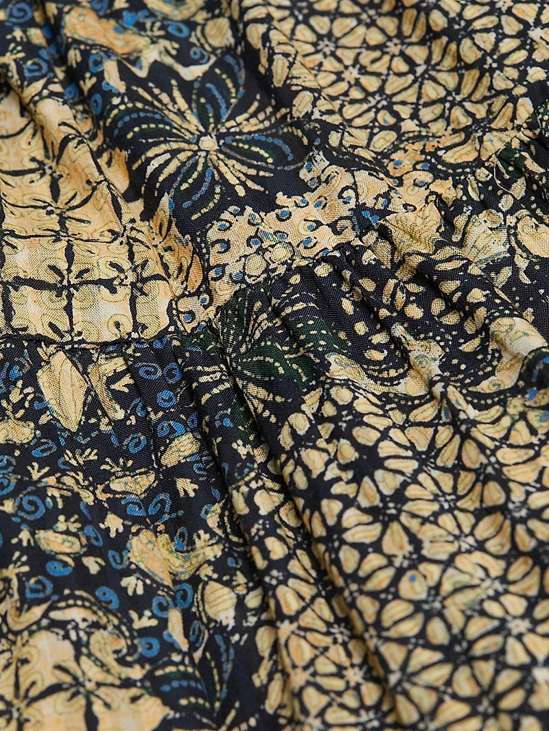 Mari Patchwork Batik Babydoll Minidress