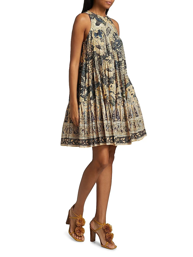 Mari Patchwork Batik Babydoll Minidress