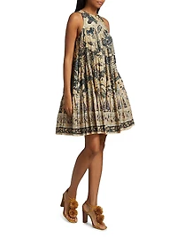 Mari Patchwork Batik Babydoll Minidress