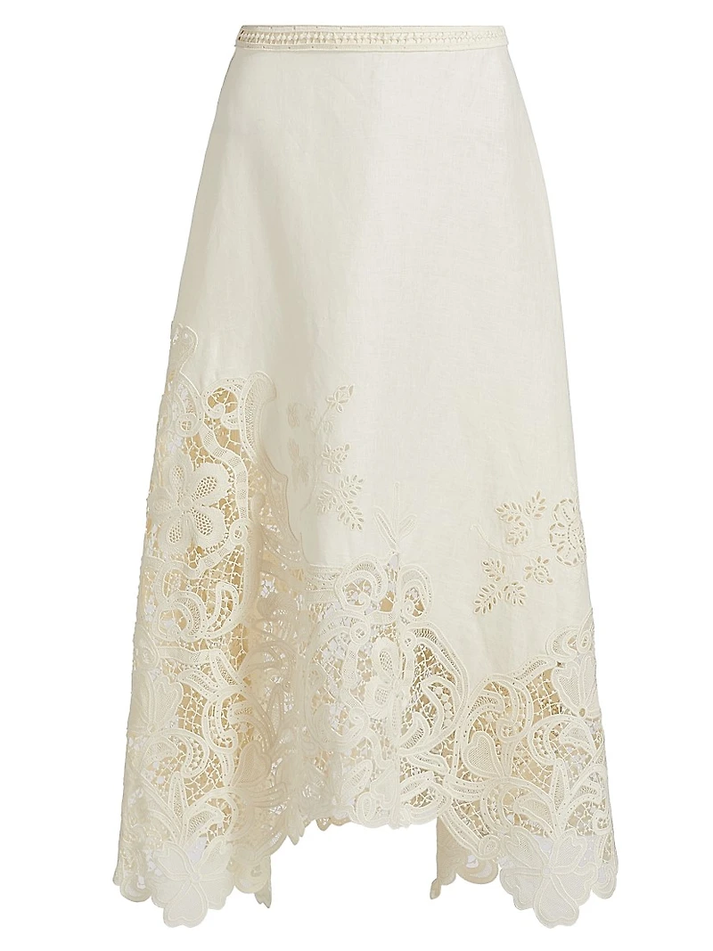 Rae Floral Lace Midi-Skirt