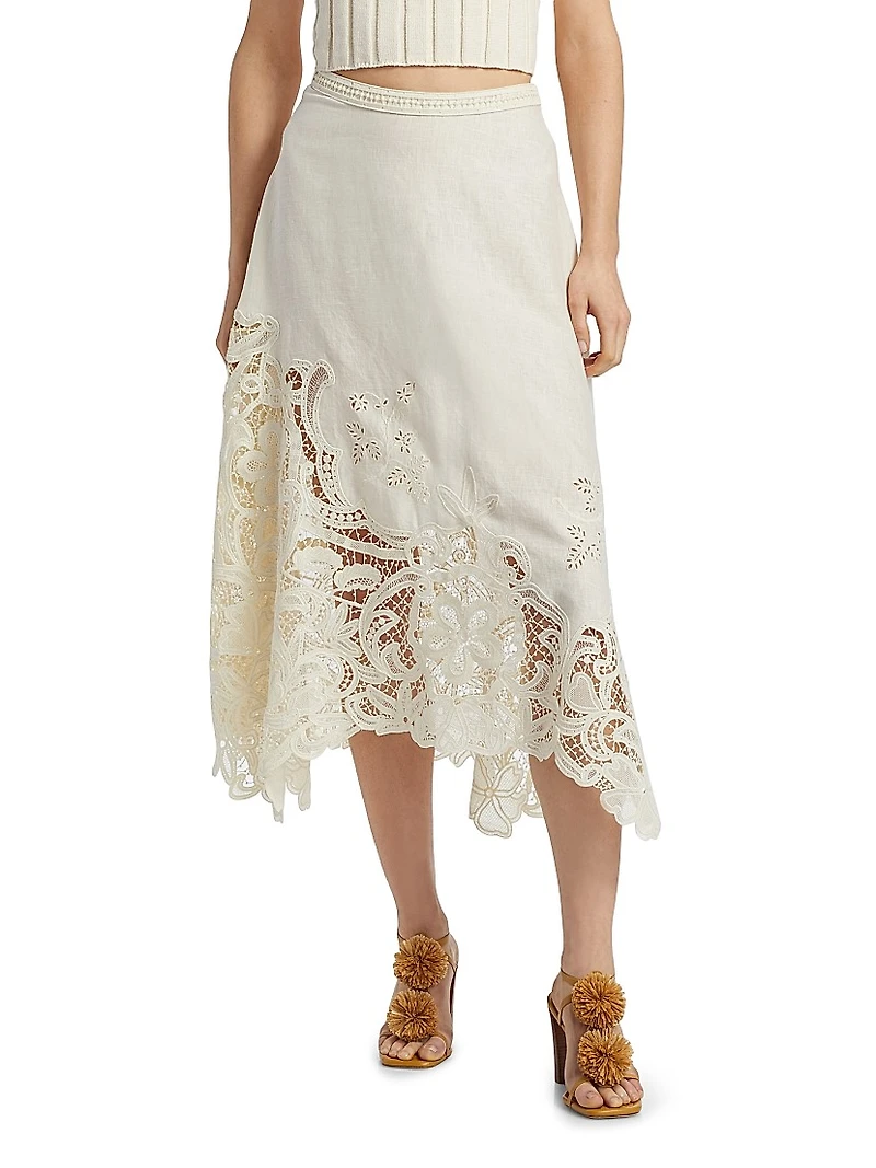Rae Floral Lace Midi-Skirt