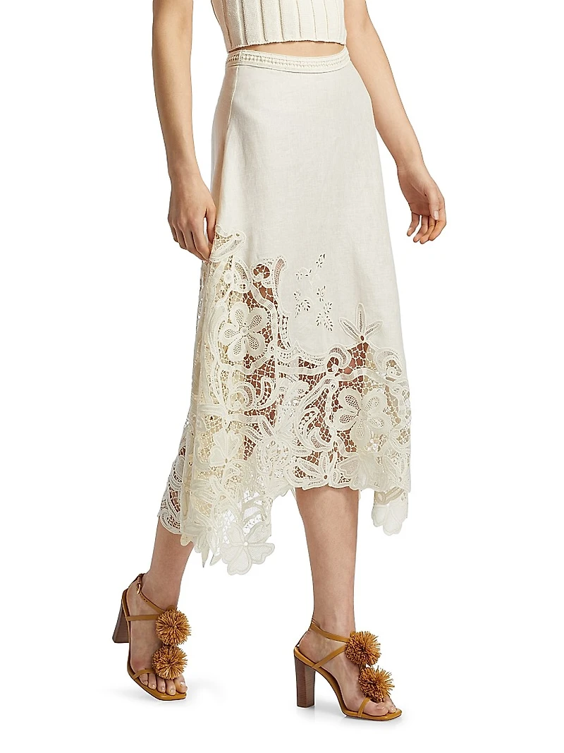 Rae Floral Lace Midi-Skirt