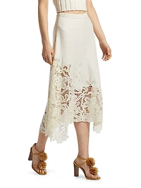 Rae Floral Lace Midi-Skirt